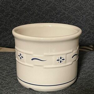 Longaberger Woven Traditions Blue and White Ceramic Pottery with lid